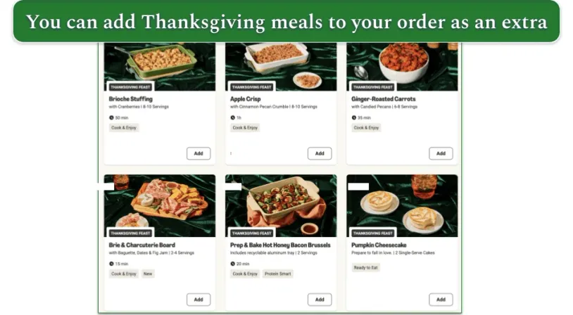 HelloFresh Thanksgiving options