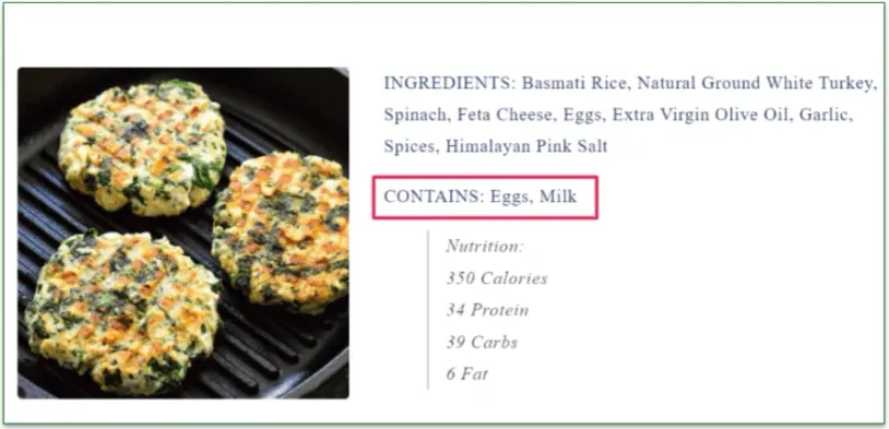 Muscle Meals 2 Go's allergen info