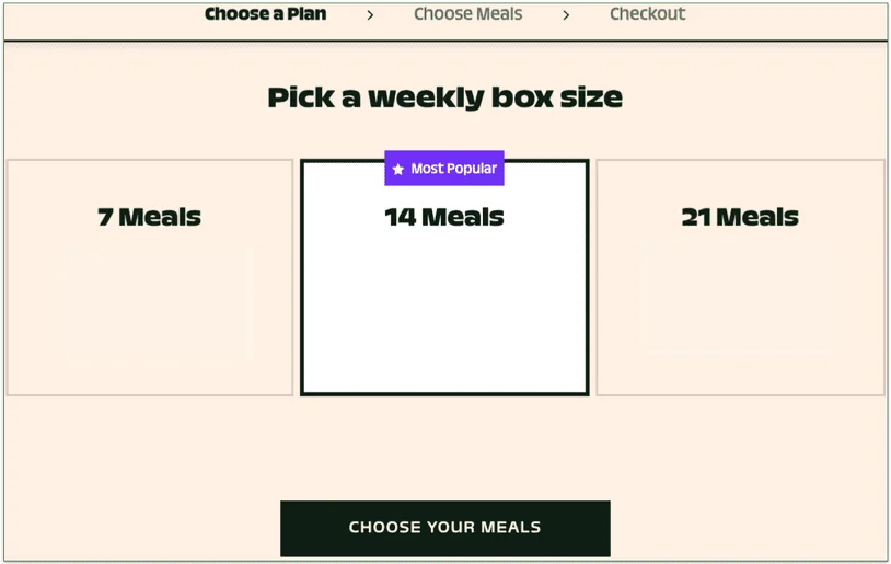 a screenshot of splendid spoon's plan selection page