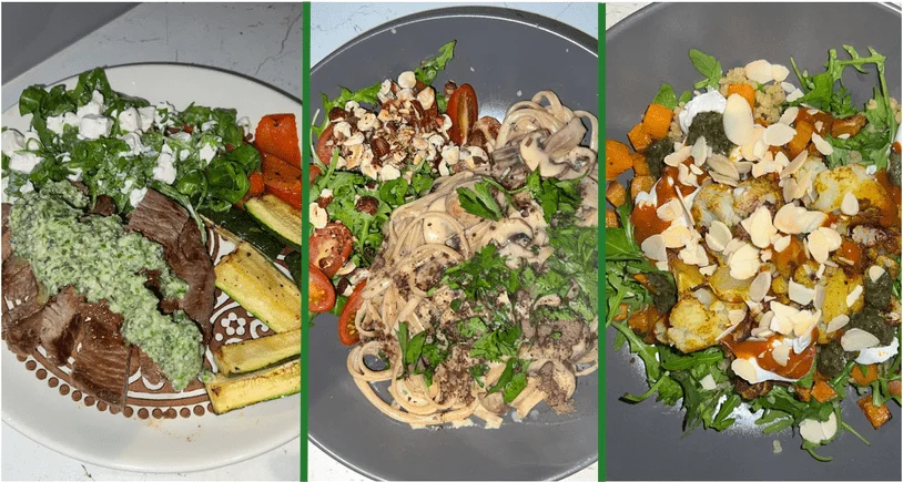 A collage of the Green Chef meals I enjoyed