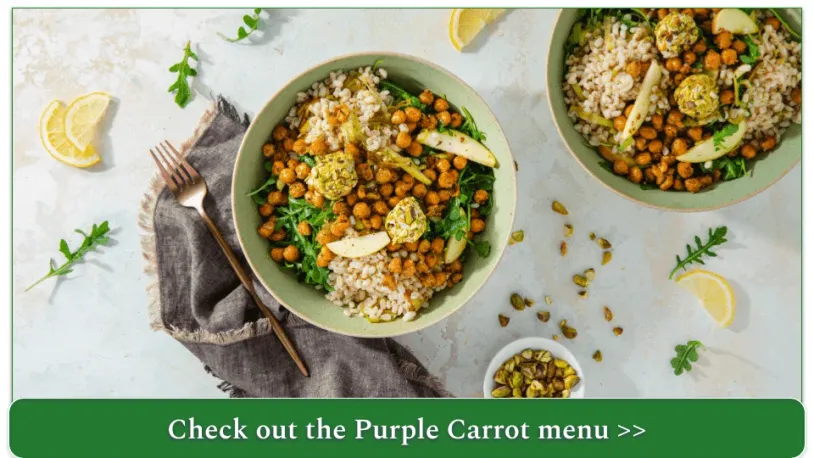 Stock photo of Ancient Grain Bowls with Crispy Chickpeas & Pistachio Cashew Cheese by Purple Carrot