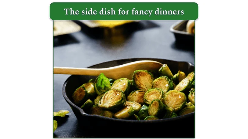 Roasted Brussels sprouts in a skillet