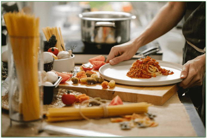 A person cooking at home.