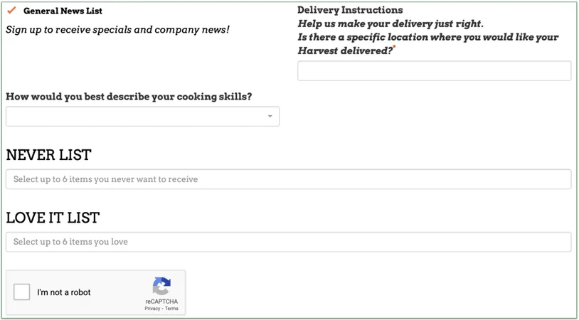 Share some information about your preferences