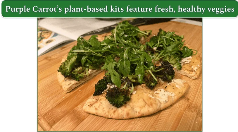 Purple Carrot’s Roasted Broccoli Flatbreads with Cashew Cheese & Arugula