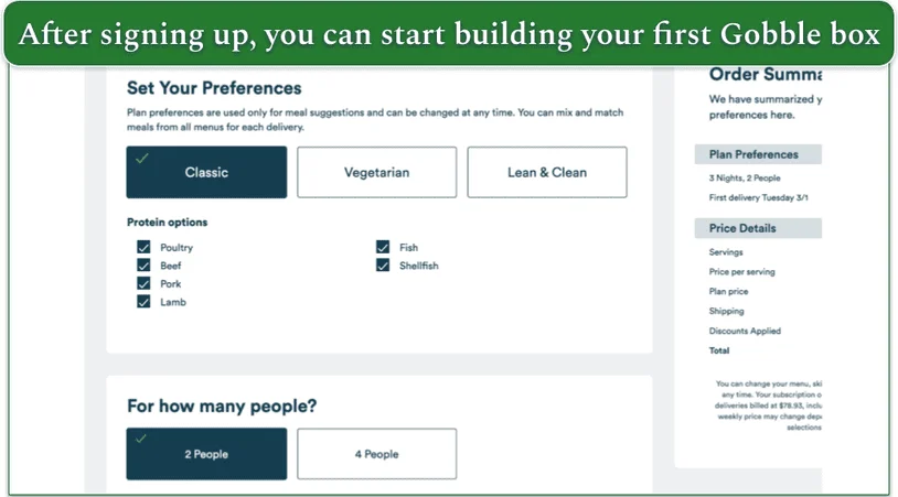 Screengrab of Gobble's Plan Select Screen