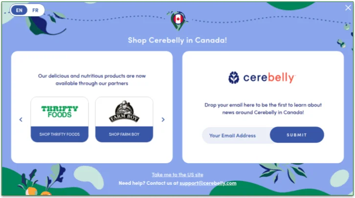 Screenshot of Cerebelly Canada home page