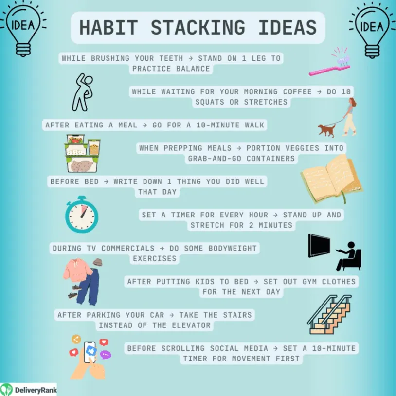 Infographic listing ideas for habit stacking