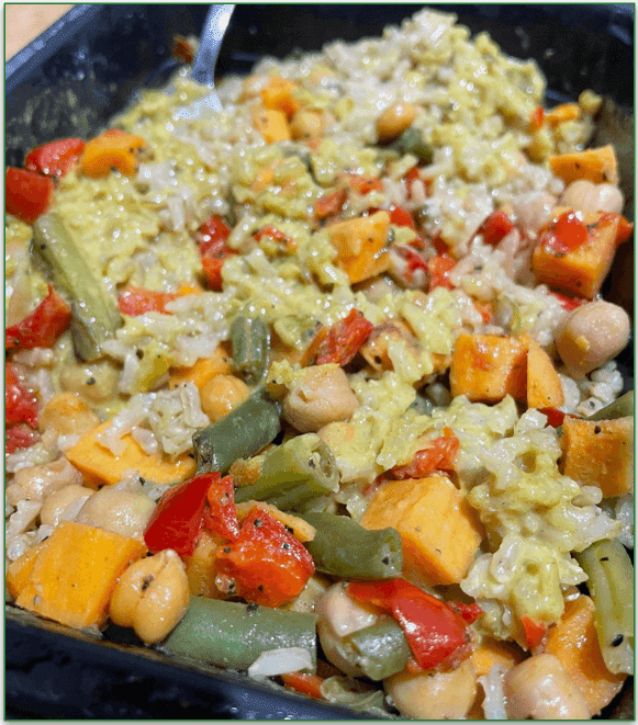 Close up of Factor’s Thai Roasted Vegetable Green Curry in a tray