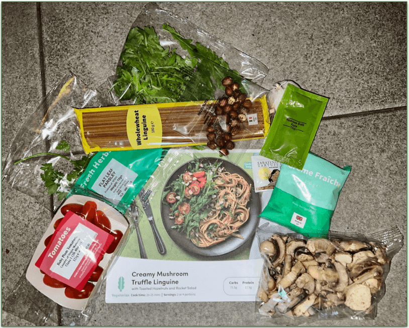 Image with the ingredients needed to cook Creamy Mushroom Truffle Linguine