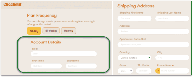 Screenshot with the Checkout screen