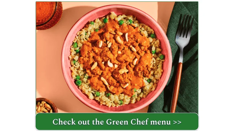 a screenshot of The Coconut Turkey Curry over Cauliflower “Rice” from Green Chef