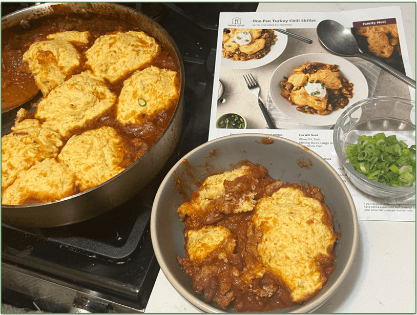 Home Chef’s One-Pan Turkey Chili served in a bowl