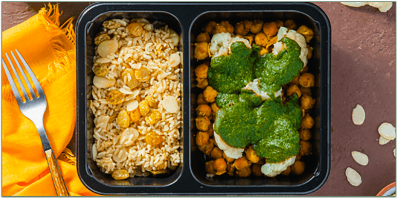 Purple Carrot's Curried Chickpeas & Almond Sultana Pilaf