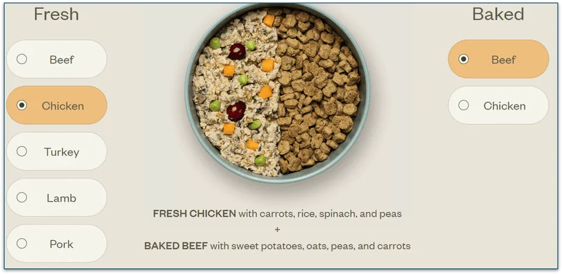 Ollie's meal options are easy to understand