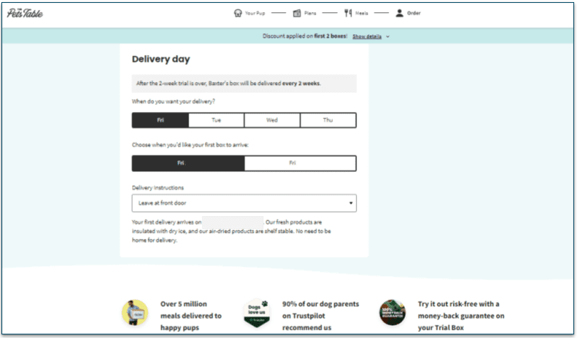 There are several delivery days to choose from