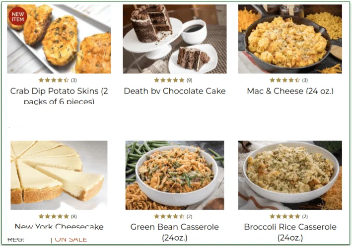 The Chicago Steak Company's dessert and side dishes menu