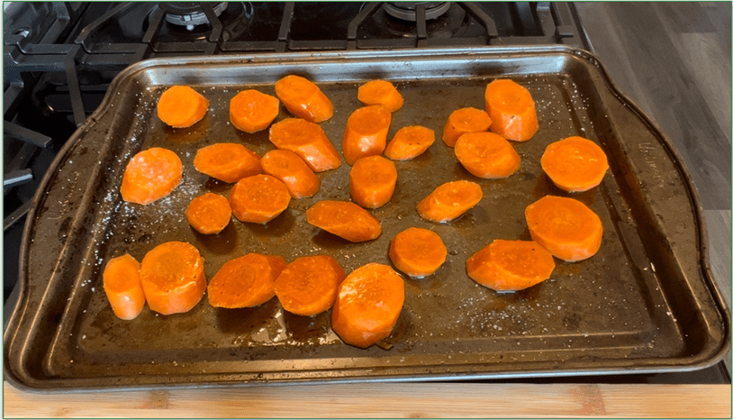Carrots on a baking tray