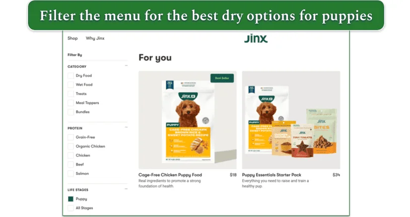 Screenshot of Jinx’s menu with Puppy filter applied