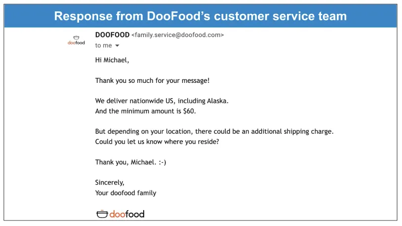doofood customer service