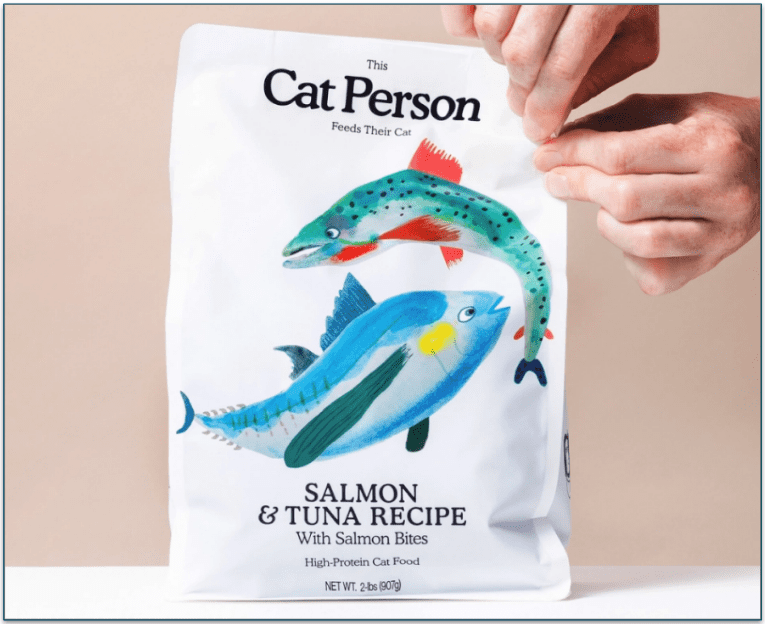 Image of Cat Person's dry food recipe being opened