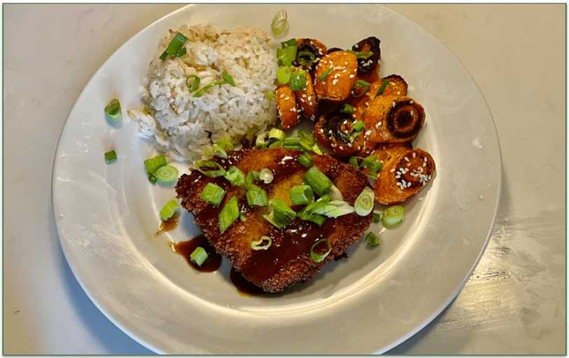 HelloFresh's Pork Katsu with Sesame Roasted Carrots & Ginger Rice