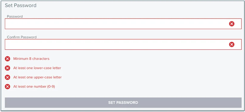 A screenshot of Dr. Marty Pets Set Password page