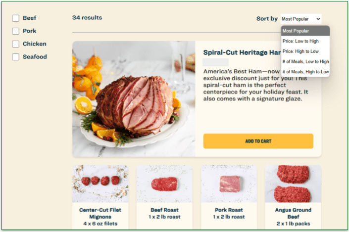 Good Ranchers' add-ons menu with filters and sorting drop-down menu