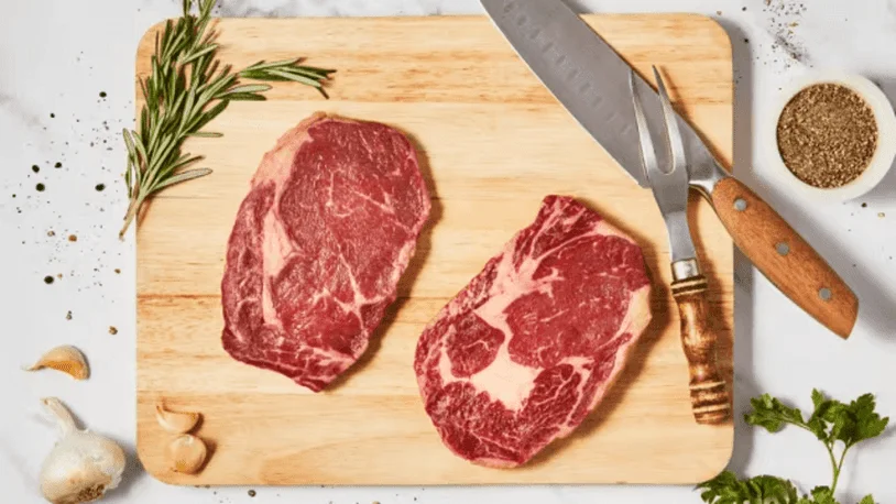 2 steaks on a chopping board from Good Chop