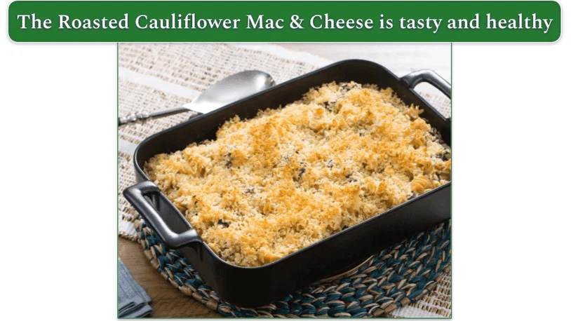 the Roasted Cauliflower Mac & Cheese with Parmesan Breadcrumbs from blue apron