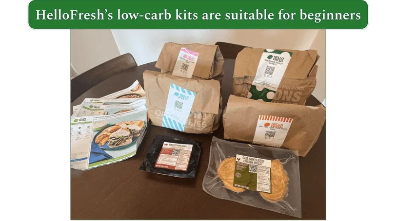 Unboxed HelloFresh order with 4 meal kits