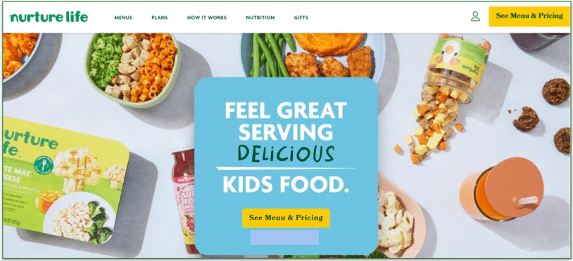 Homepage of the Nurture Life website