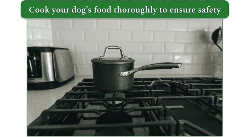 A saucepan on a stovetop burner