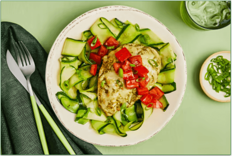 Green Chef's Cheesy pesto chicken bowls