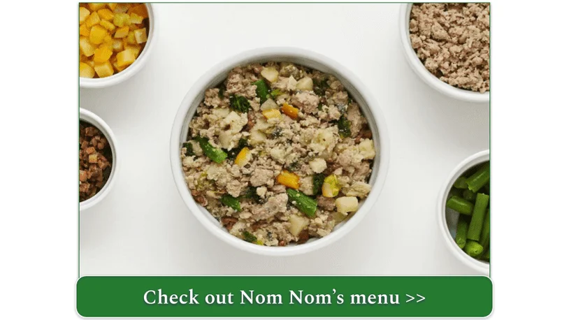 Nom Nom's Pork Potluck: A delectable combination of ground pork, russet potatoes, green beans, squash, kale, and mushrooms.