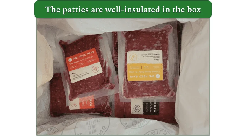 Image with the inside of We Feed Raw's delivery box