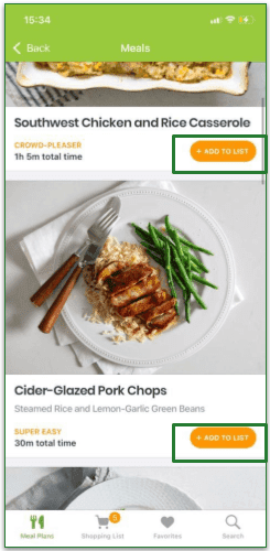 4. Ingredients for recipes will appear on your shopping list