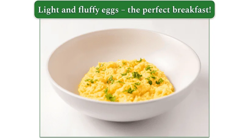 Scrambled eggs in a bowl