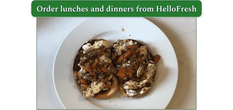 Image of open faced tuscan chicken sandwich prepared by our reviewer