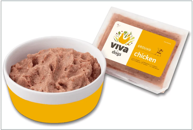 a screenshot of viva raw's chicken recipe for dogs