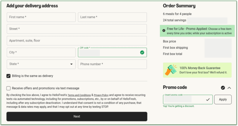 5. Add you delivery address