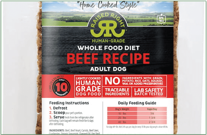 Raised Right's Beef recipe for adult dogs