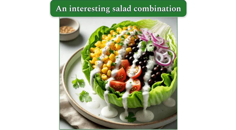 Bombay Mix Lettuce Salad over half a head of lettuce