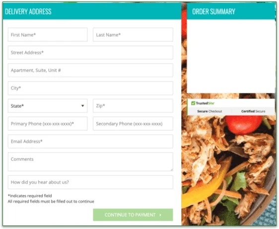 Diet-to-Go's shipping info