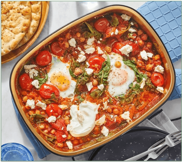 Oven-Baked Chickpea Shakshuka with Spinach, Feta & Labneh by Blue Apron