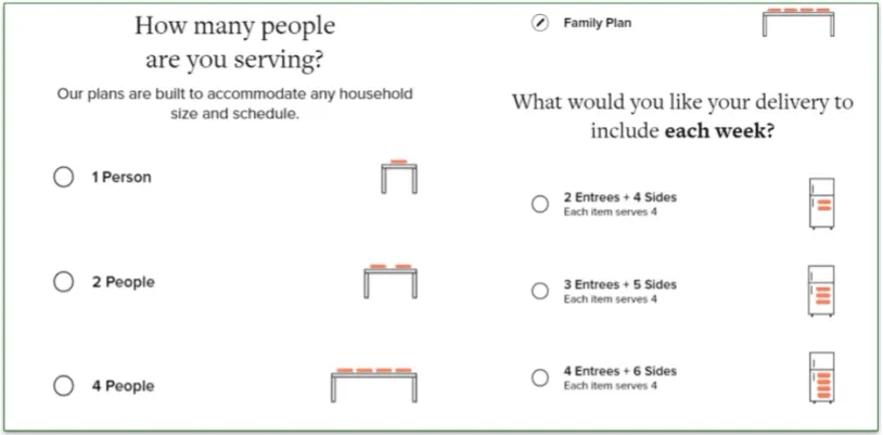 The menu for selecting your plan