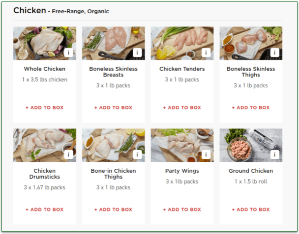 ButcherBox's Chicken menu