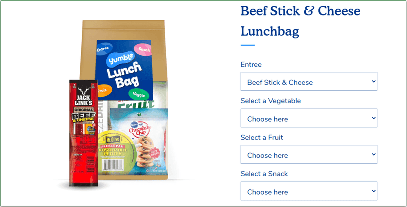 Yumble's customization options