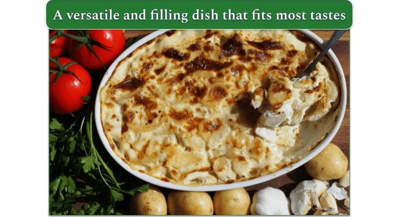 Kielbasa and Hash Brown Egg Casserole in a baking dish.