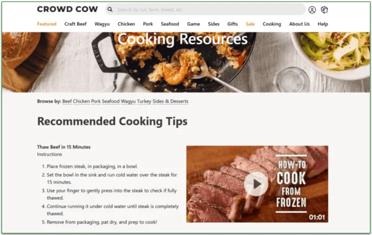 Beef prep tips on Crowd Cow